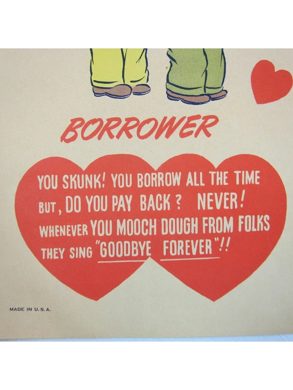 Vintage Vinegar Valentine Borrower Penny Dreadful Sarcasm Insult Poem Ephemera